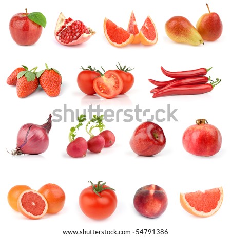 All Red. Food Collection Isolated On White Background. Stock Photo ...