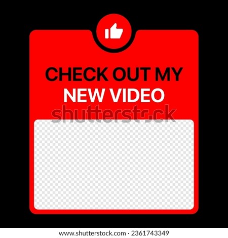 Youtube Banner. Video blog overlay banner. Check out my new video. Template for social media