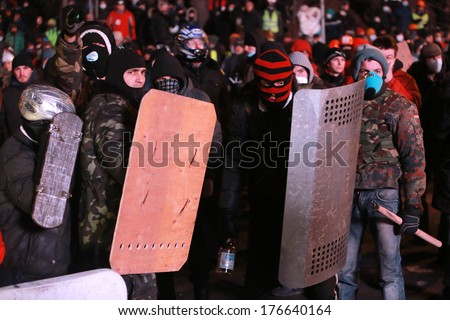Protesters with the accounts. Kyiv, Ukraine, January 19, 2014