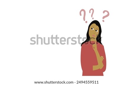 Vector Illustration Geometric Confused Women. Confused women in doubts and thoughts. Hand drawn style vector design illustrations.