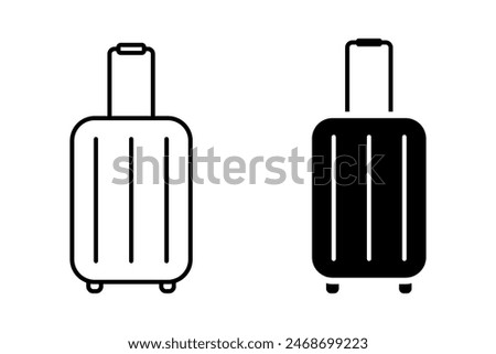 Suitcases icons set vector illustrations isolated on white background. Luggage baggage outline icons and black silhouettes. Travel concept icon sheet