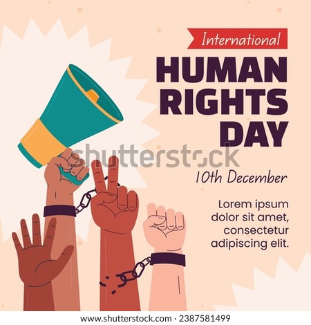 International Human Rights Day background. World human rights day celebration. December 10. Vector illustration Template design for Poster, Banner, Greeting, Card, Flyer, Cover, Social media, post.