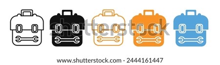 Construction and Repairman Toolbox Icons for Engineering and Maintenance Projects