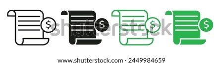 Credit Card Bill and Business Receipt Icon Set for Financial Transactions