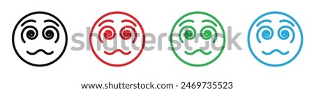 Hypnotized emoji icon mark in filled style