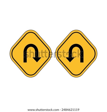 Left  Right U-Turn Warning icon mark in filled style