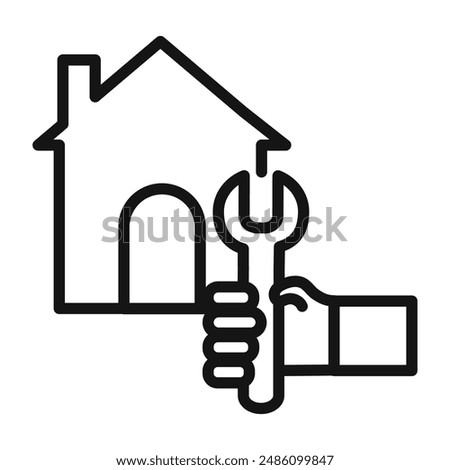 House with wrench repair icon mark in filled style