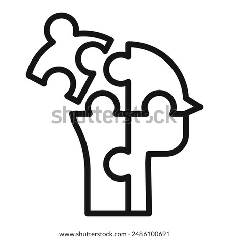 People head with puzzles icon mark in filled style