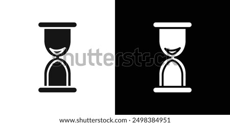 Hourglass end icon flat line symbol set.