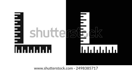 Ruler combined icon flat line symbol set.