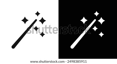 Magic wand icon flat line symbol set.