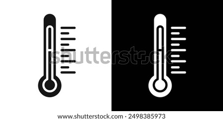 Thermometer half icon flat line symbol set.