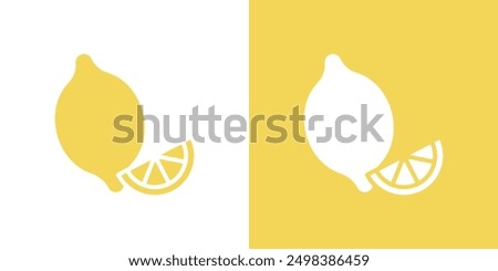 Lemon icon flat line symbol set.