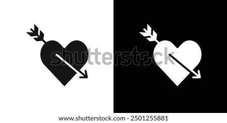 heart and arrow Amour icon Symbol mark in filled style