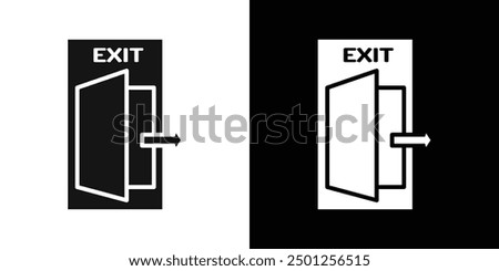 exit door icon Symbol mark in filled style