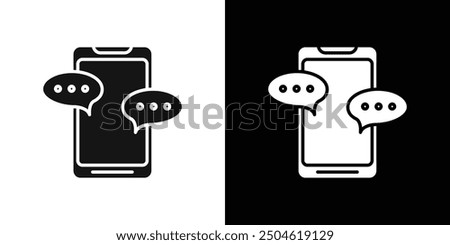 Chatting message on mobile phone icon Symbol mark in filled style