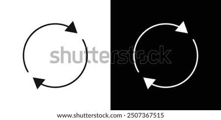 Synchronization icon flat line symbol set.