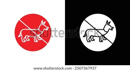 No dogs allowed icon flat line symbol set.