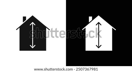 Minimum ceiling heights icon flat line symbol set.