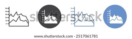 Area Chart Icon flat line symbol set.