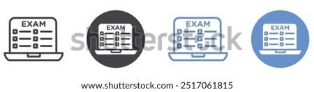 Online exam test icon flat line symbol set.