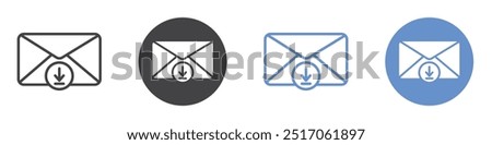 Inbox icon flat line symbol set.