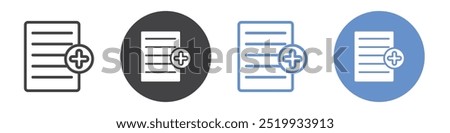 Add document icon flat line symbol set.