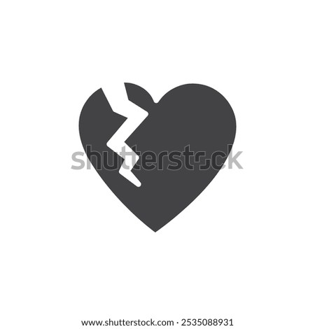 Broken heart icon Symbol mark in filled style