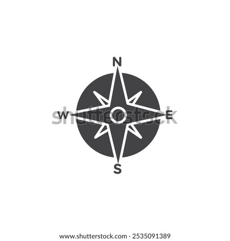 Compass Icon Symbol mark in filled style