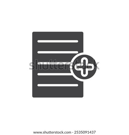 Add document icon Symbol mark in filled style