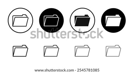 Folder icon flat line symbol set.