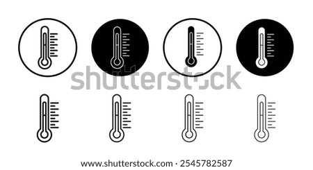 Thermometer half icon flat line symbol set.