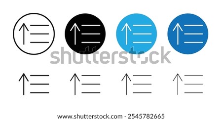 Sort amount up icon flat line symbol set.