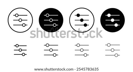 Settings sliders icon flat line symbol set.