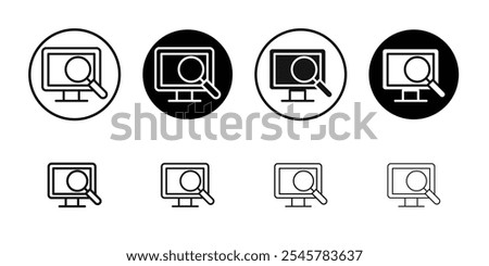 Search online icon flat line symbol set.