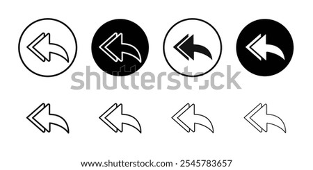 Reply all icon flat line symbol set.