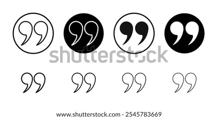 Quote right icon flat line symbol set.