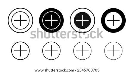 Plus icon flat line symbol set.