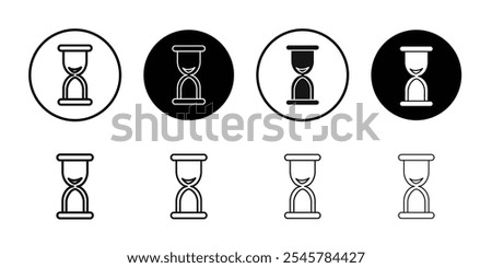 Hourglass end icon flat line symbol set.