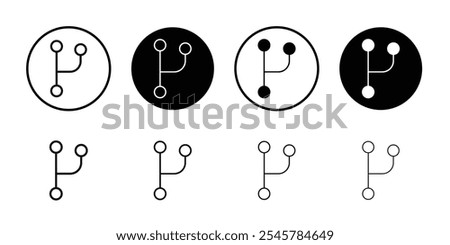 Code branch icon flat line symbol set.