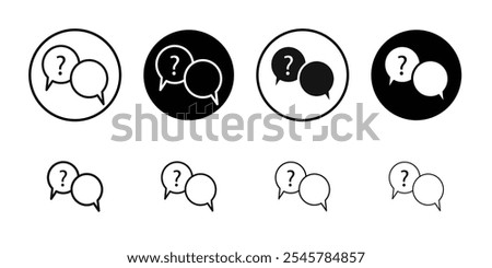 Comment question icon flat line symbol set.