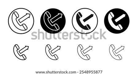 Call outgoing icon flat line symbol set.