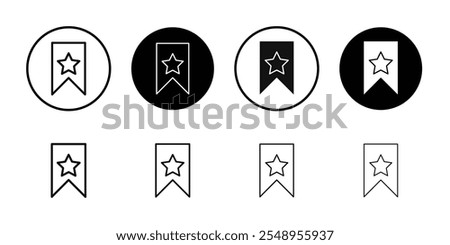 Bookmark icon flat line symbol set.