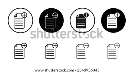 Add document icon flat line symbol set.