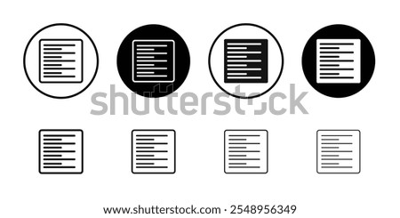 Align left icon flat line symbol set.