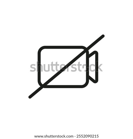 Video off social media icon Simple thin line flat symbol