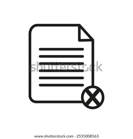 Cancel file icon Simple thin line flat symbol