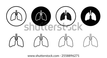 Lung icon Symbol mark in filled style