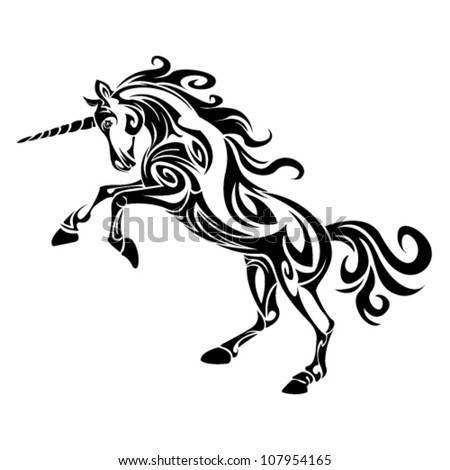 Tribal Unicorns Tattoo Free Vector / 4Vector