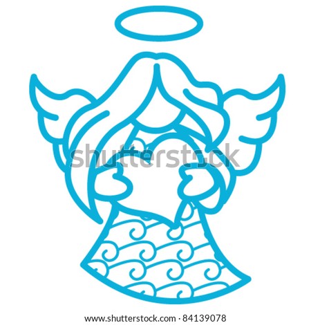 Angel and Heart - stock vector